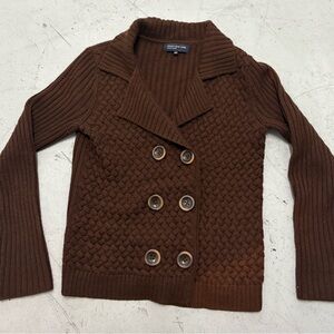 Brown Double-Breasted Cardigan Women's Sweater